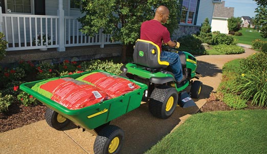 John Deere Riding Mower with Trailer 