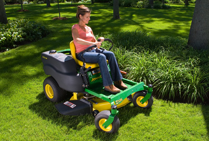 Woman on John Deere Z Series Mower 