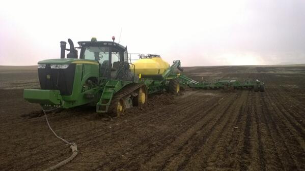 Front of John Deere track tractor