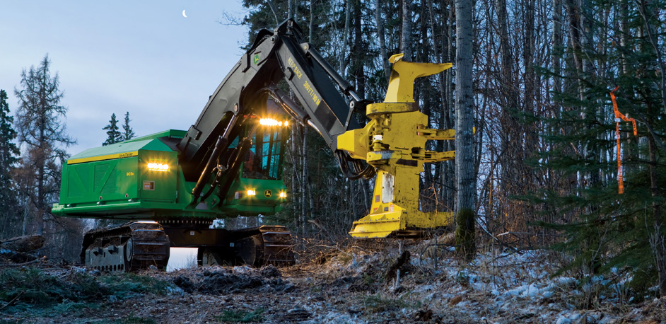 John Deere Forestry Harvester at Dusk 
