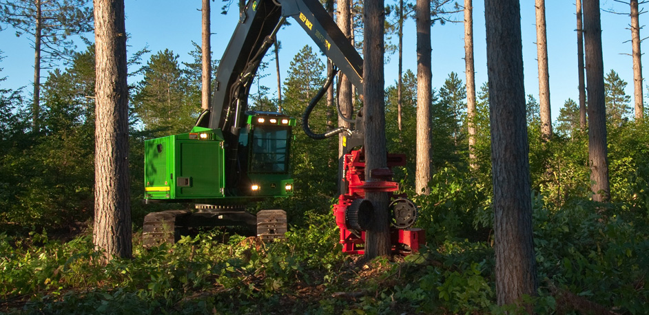 John Deere Forestry Harvester Sunny Day 