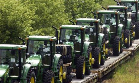 Line of John Deere Tractors 