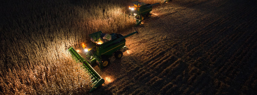 Combines at Night 